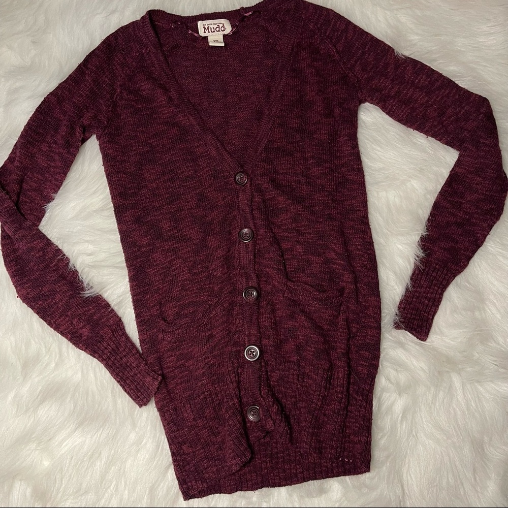 Mudd Burgundy Button Cardigan